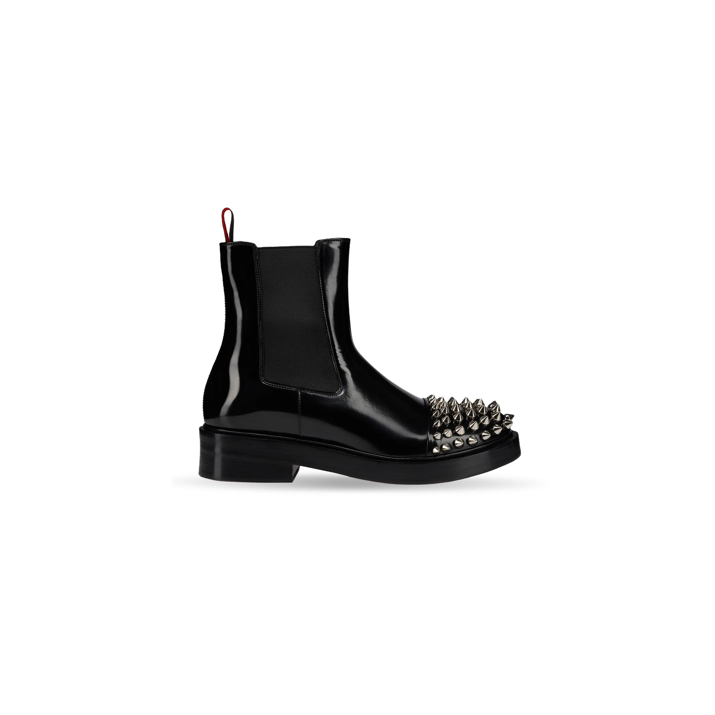 Chr1st1an louboutinmen''s black battersea leather chelsea boots with spikes 3250079bk01